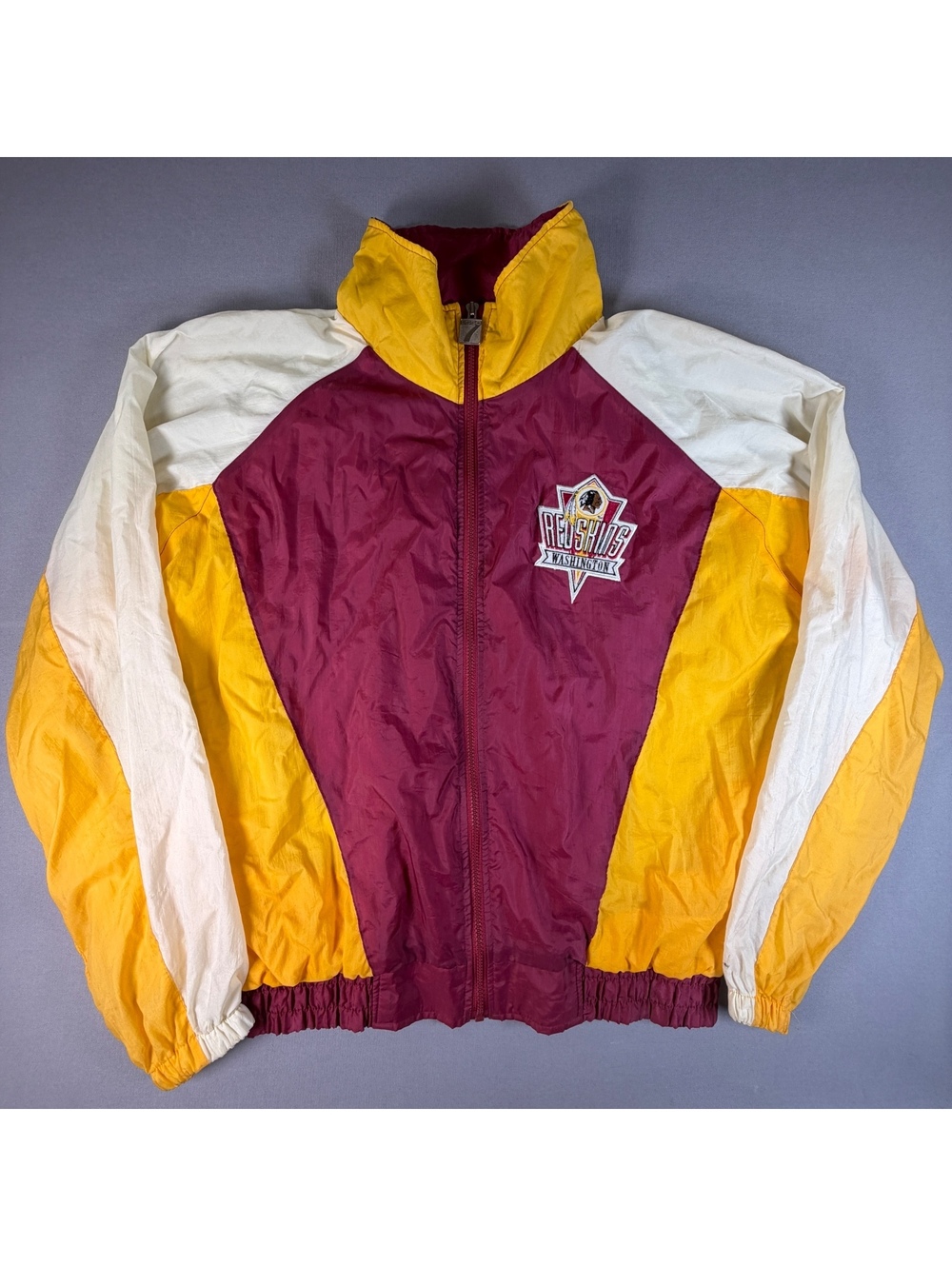 Vintage 90s Redskins Logo 7 Windbreaker Mens L XL Burgundy Gold NFL Jacket